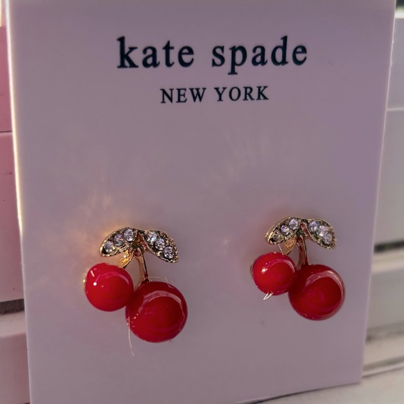KATE SPADE ♠️ NEW YORK small cherry pavé stud earrings - Picture 2 of 4